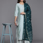 Women Blue Chanderi Silk Gotta Patti Kurta with Palazzos & Dupatta