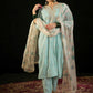 Floral Embroidered Notched Neck Straight Kurta with Trousers & Dupatta