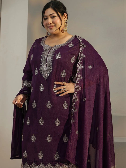 Women Ethnic Motifs Embroidered Regular Thread Work Kurta with Trousers & With Dupatta