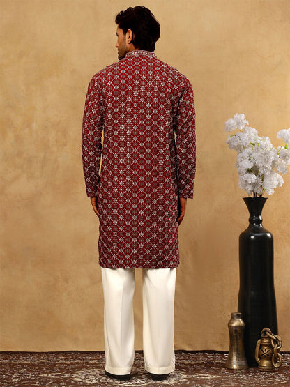 Embroidered Regular Sequinned Kurta With Korean Pants