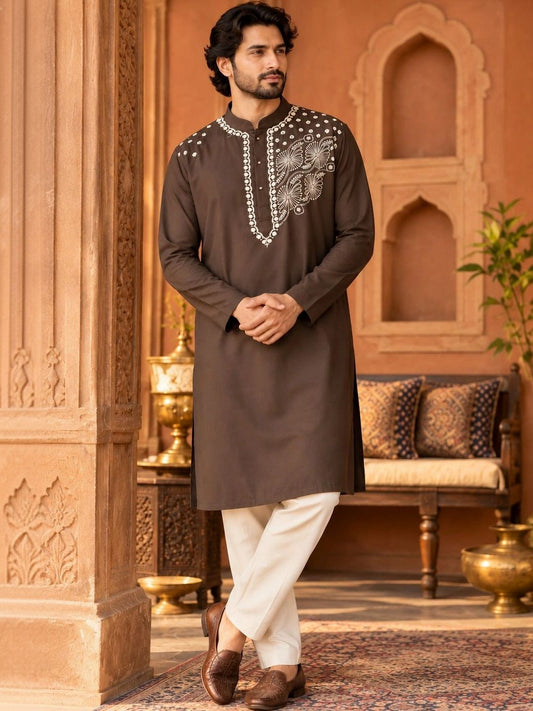 Men Embroidered Thread Work Kurta