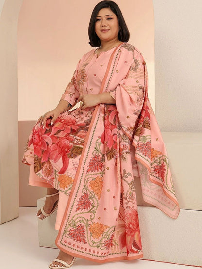 Women Floral Printed Regular Kurta with Trousers & With Dupatta