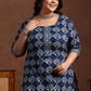 Plus Size Ethnic Motif Printed Pure Cotton Kurta with Salwar & Dupatta