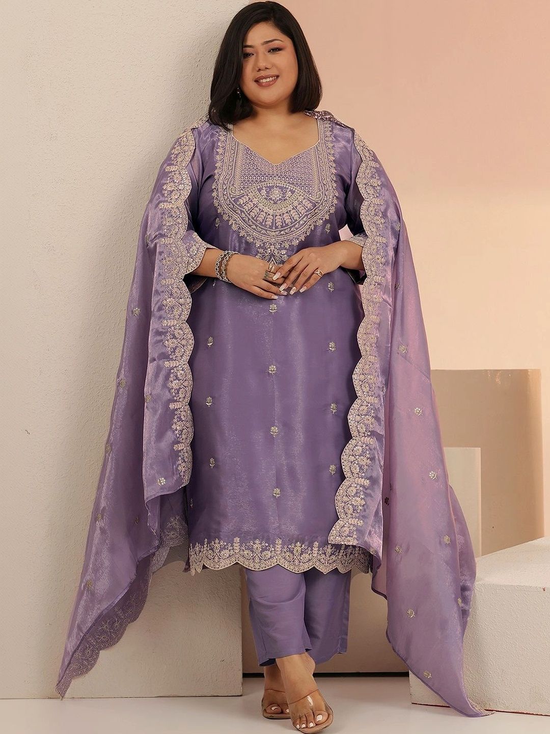 Women Ethnic Motifs Embroidered Regular Thread Work Kurta with Palazzos & With Dupatta