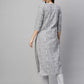 Women Grey Cotton Blend Kurta Pant Set