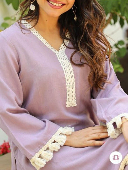 Women Regular Thread Work Kurta with Trousers