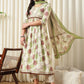 Floral Printed Empire Pure Cotton Flared Anarkali Kurta With Trousers & Dupatta