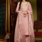 Mauve Ethnic Motifs Embroidered Sequinned Straight Kurta With Trouser & Dupatta