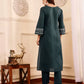 Women Teal Cotton Blend Kurta Pant Set