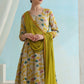 Round Neck Floral Printed Anarkali Kurta with Palazzo & Dupatta