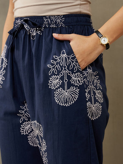 Women Ethnic Motifs Printed Pure Cotton Sleek Work Smart Office Kurta with Trousers & Dupatta