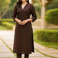 V-Neck Pure Cotton Straight Kurta with Trousers - Amy's Cart