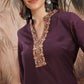 Thread Work Kurta with Trousers - Amy's Cart