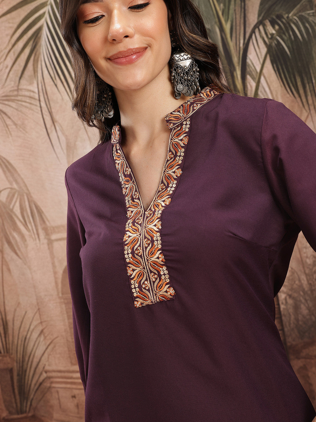 Thread Work Kurta with Trousers - Amy's Cart