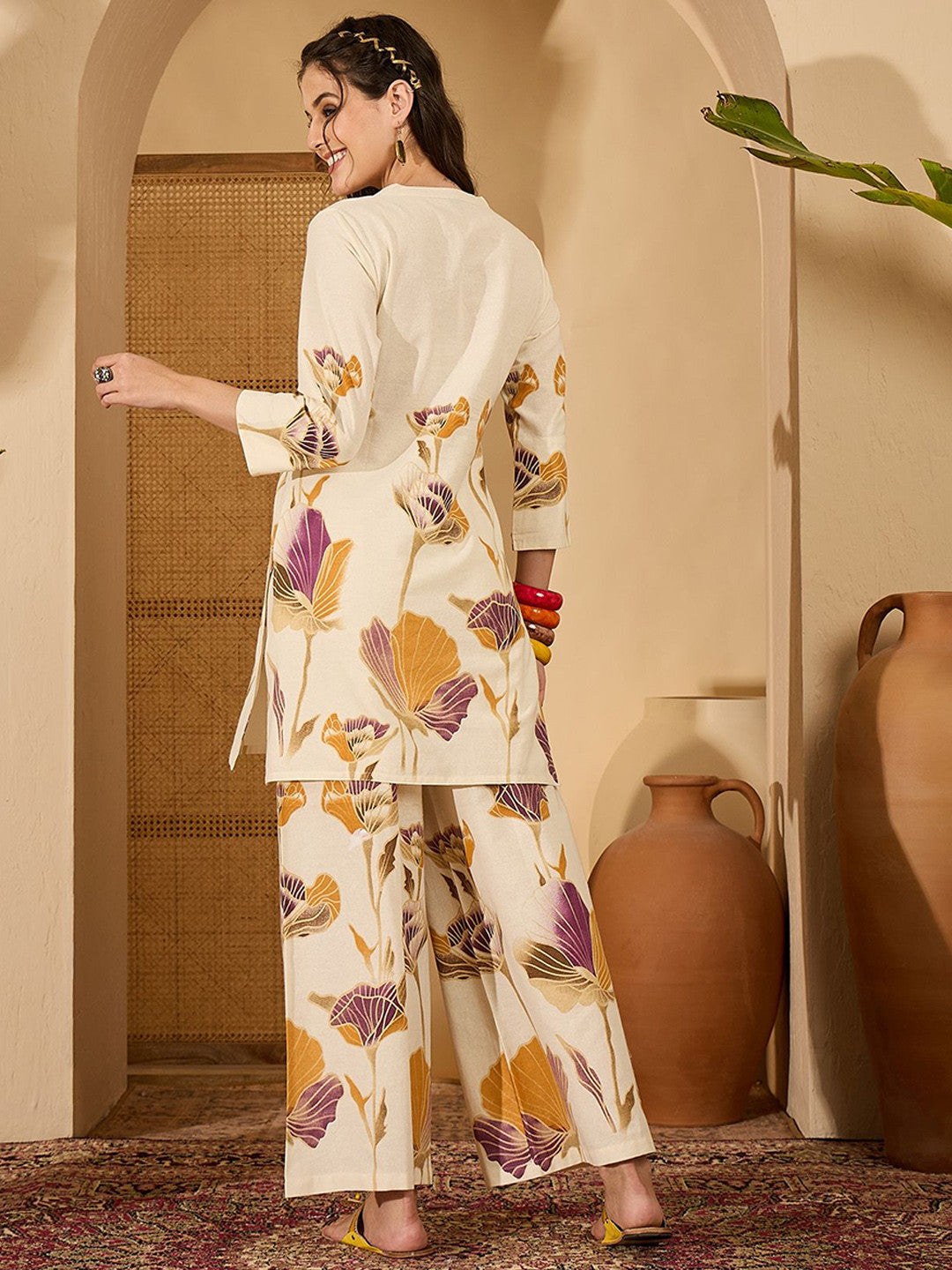 Printed Pure Cotton Tunic & Palazzo Co-Ord Set