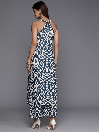 Ikat Printed Pure Cotton Kurta with Palazzos