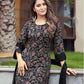 Women Black Crepe Kurta Pant Dupatta Set