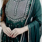 Embroidered Green Kurta, Trouser/Pant & Dupatta Set