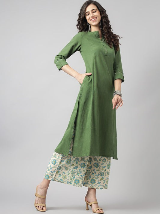 Band Collar A-Line Kurta with Palazzos
