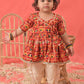 Girls Ethnic Motifs Printed Angrakha Kurta With Dhoti Pants
