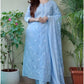 Women Blue Viscose Rayon Kurta Pant Dupatta Set