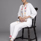 Women White Viscose Rayon Kurta Pant Set