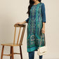 Women Blue Ethnic Motifs Printed Kurta with Solid Trousers