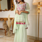 Floral Embroidered Thread Work Top with Sharara & Dupatta