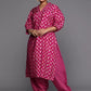 Women Pink Plus size Silk Blend Kurta Salwar Set