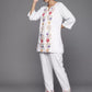 Women White Viscose Rayon Kurta Pant Set