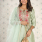 Embroidered Gota Patti A-Line Kurta with Trousers and Dupatta