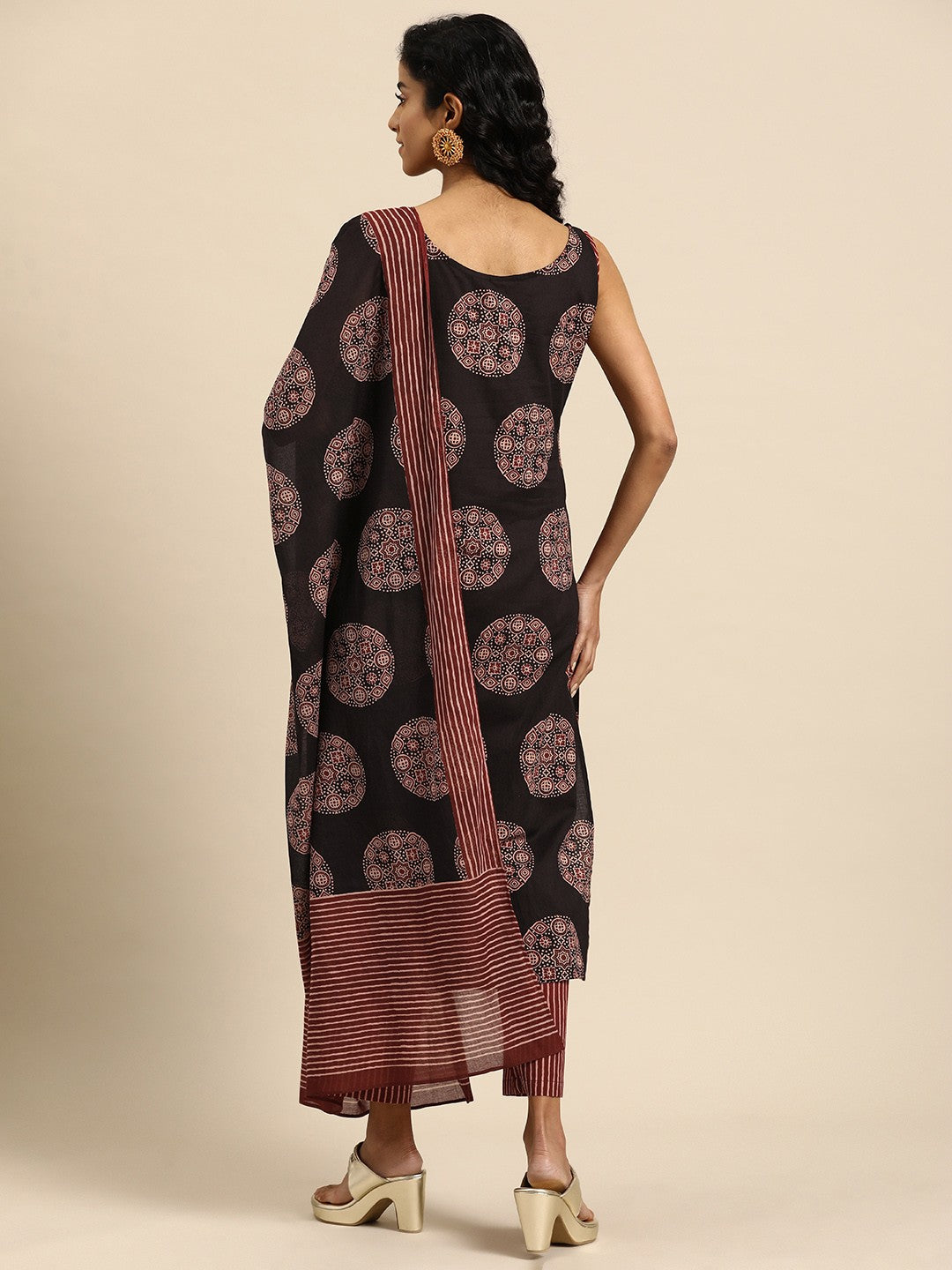 Women Ethnic Motifs Printed Regular Pure Cotton Kurta with Trousers & With Dupatta