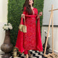 Women Red Cotton Rayon Kurta Pant Dupatta Set