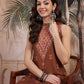 Floral Printed Regular Thread Work Pure Cotton Kurta with Trousers