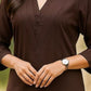 V-Neck Pure Cotton Straight Kurta with Trousers - Amy's Cart