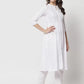 Women Chikan Embroidery Cotton Rayon Flared Kurta  (White)