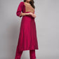 Women Pink Silk Blend Kurta Pant Dupatta Set