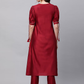 Women Red Yoke Design Liva Kurta with Trousers