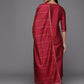 Women Red Silk Blend Kurta Trouser Dupatta Set