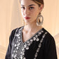 Floral Embroidered Thread Work Pure Cotton A-Line Kurta With Salwar & Dupatta