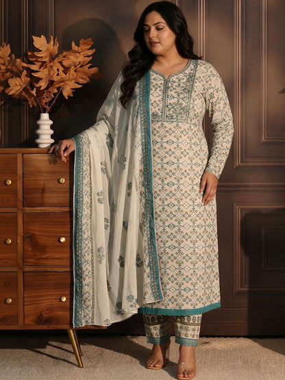 Women Ethnic Motifs Printed Regular Kurta with Palazzos & With Dupatta