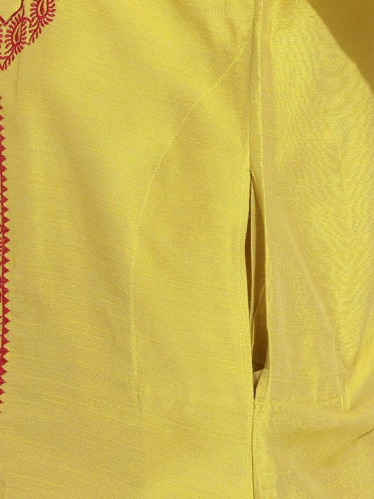 Ethnic Motifs Embroidered Angrakha Thread Work Kurta with Dhoti Pants