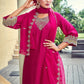 Ethnic Motifs Yoke Design Thread Work Straight Kurta & Trousers With Dupatta