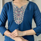 Embroidered Chanderi Cotton Kurta with Trousers & Dupatta