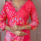 Floral Printed Thread Work Straight Kurta With Trousers & Dupatta