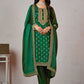 Green Ethnic Motifs Embroidered Kurta with Churidar & Dupatta