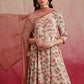 Floral Printed V-Neck Three-Quarter Sleeves Kurta with Trousers & With Dupatta