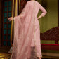 Mauve Ethnic Motifs Embroidered Sequinned Straight Kurta With Trouser & Dupatta