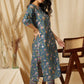 Notch Neck Floral Printed Pure Cotton Kurta with Palazzo & Dupatta