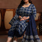 Plus Size Ethnic Motif Printed Pure Cotton Kurta with Salwar & Dupatta